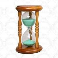 Nautical Wooden Hourglass Sand Timer With Green Sand (5 Min)