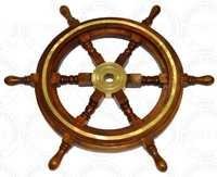 Wooden Ship Wheel With Brass Work