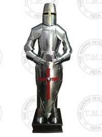 Medieval Knight Crusader Armour With Shield & Stand