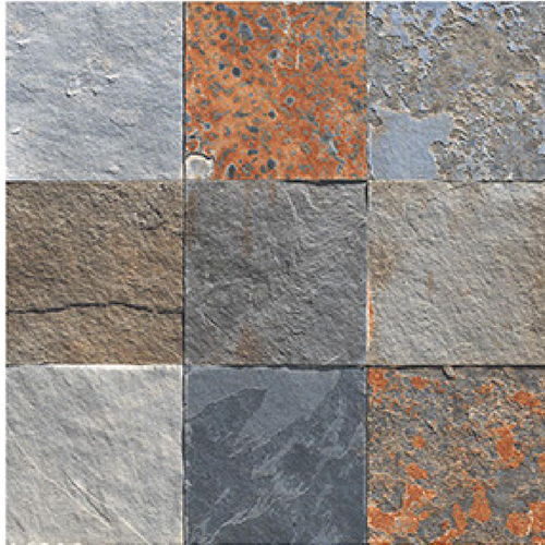 Slate Stone Punch Effect Porcelain Floor Tile - 40x40cm