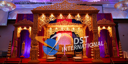 Dulhan Mandap - Fiber Glass, Gold, Variable Dimensions | Elegant Design, Easy Assembly, Weatherproof, Lightweight