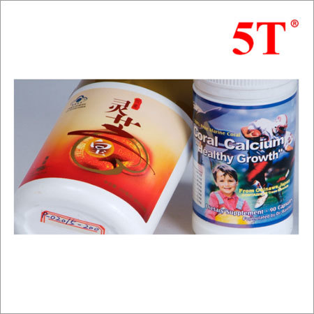 Promotional In-Moulding Plastic Adhesive Labels - Paper Material, Round Shape, Red Color | Adhesive Sticker for Bottles, Custom Design Printing