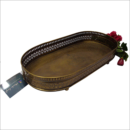Bronze Metal Carved Rectangular Tray