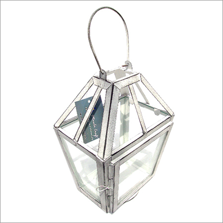 Silver Metal And Glass Lantern