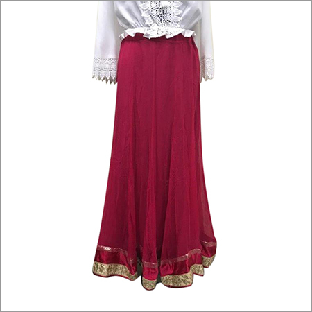 Ladies Plain Pink Chiffon Skirt - Straight Style, Lace Closure | Ideal for Summer and Winter Party Wear