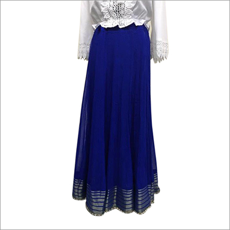 Satin Ladies Plain Blue Skirts