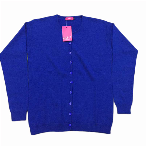 Ladies Fine Knit Blue Cardigan