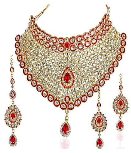 Red Kundan Bridal Necklace Set Gender: Women