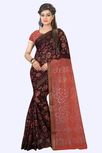 Art Silk Maroon Bandhani  Saree