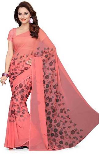 Georgette Pink Printed Saree