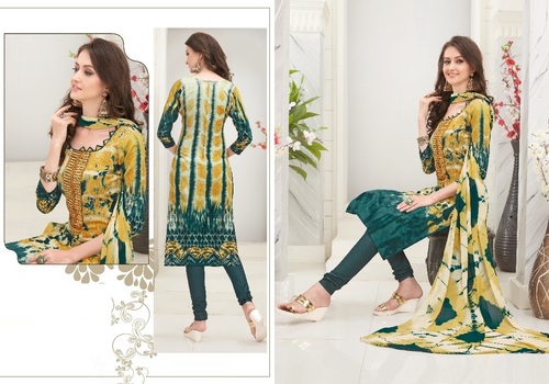 Designer Wedding Dress - Cotton Fabric, Customized Size, Vibrant Green Color | Full Sleeves, Printed Pattern, Washable, Suitable for All Seasons