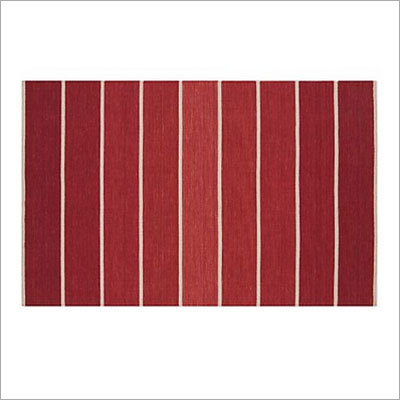 Red Striped Wool Blend Rug