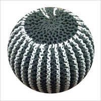Decorative Knitted Poufs - Cotton Yarn, 16-18 Inches, Gray | Stylish Seating, Versatile Use, Easy Cleaning, Compact Design