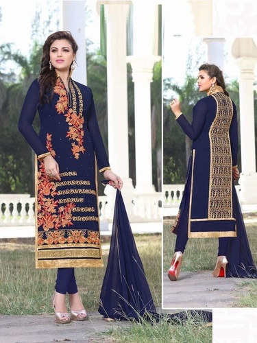 Blue Embroidered Punjabi Suit