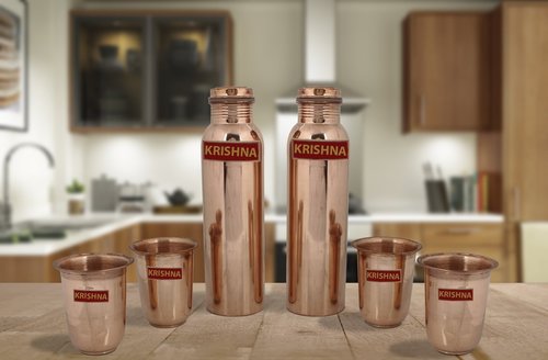 Copper Water Bottle Set Of 2 By CROCKERY WALA
