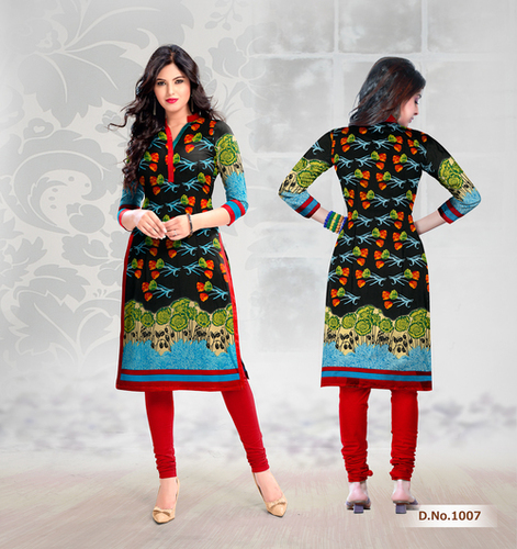 Black And Mix Stylish Printed Cotton Kurti