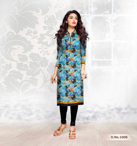 Sky Blue Latest Cotton Printed Kurti