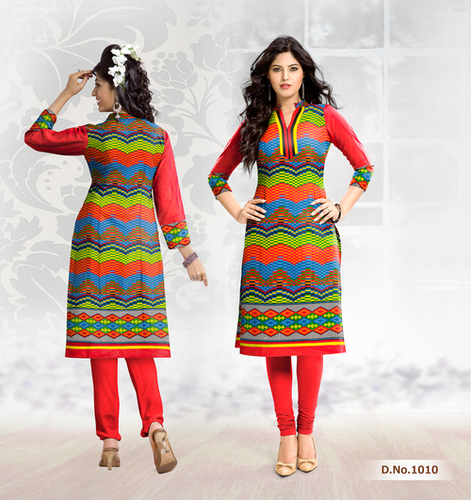 Orange Printed Cotton Kurti Exporter