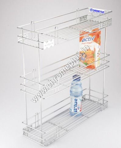 Silver Ss Bottle Kitchen 3 Shelve Pullout 