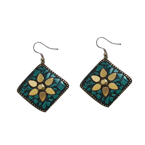 Green Stone Beaded Ear Ring Set