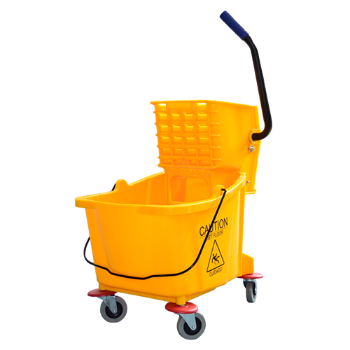 Single Bucket Wringer Trolley - 32L Capacity 54x38x90cm Size Yellow ABS Material | Durable Lightweight Ideal for Home and Hotel Cleaning