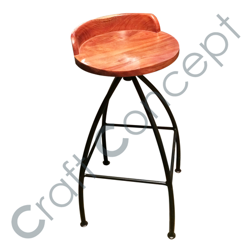 Crafted Wooden & Iron Bar Stool