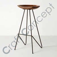 Crafted Wooden & Iron Bar Stool