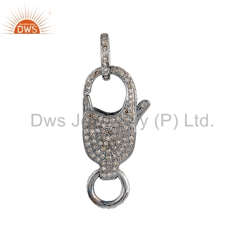 Pave Dimaond Silver Clasp Connector Finding