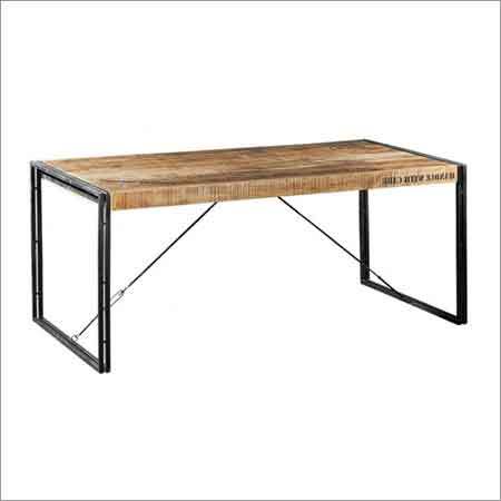 Folding Dining Table - Metal & Wood Design | Space-Saving, Iron Frame, Stylish Finish