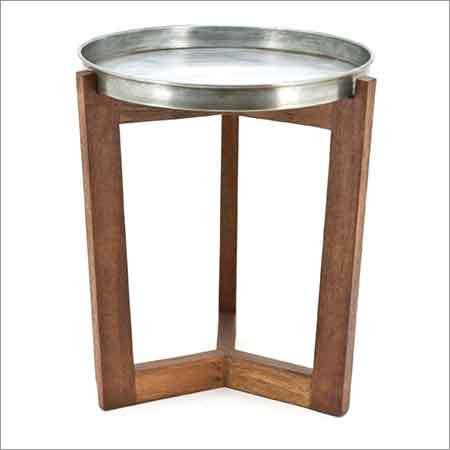 Wood Round Table With Tray Top
