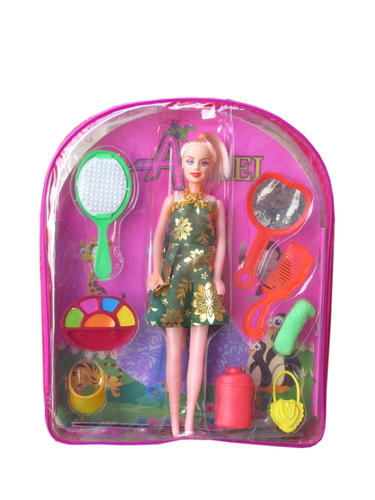 Beautiful Fashion Girl - Plastic, 10-12 Inches, Pink | Fashion Doll, Multiple Accessories, Portable Backpack