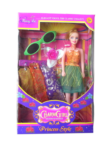Charm Girl - Plastic, 10-12 Inches, Pink | Posable Doll, Stylish Outfit, Sunglasses, Scarf, Princess Theme, Collectible