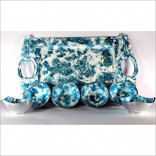 Sky Blue Aluminium Tray With 6 Bowl