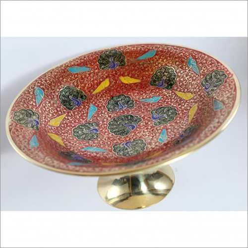 Brass Bowls - 12 Inch Diameter, 6 Inch Height | Durable Brass & Enamel, Polished Floral Pattern, Handcrafted Pedestal Design, Elegant & Versatile