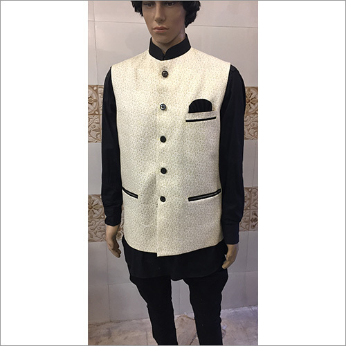 White Floral Nehru Fancy Jackets