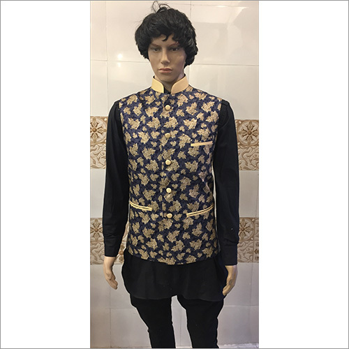 Blue And Gold Floral Nehru Fancy Jackets