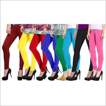 Ladies Plain Leggings - Cotton, Size M-XXL | Colors: Pink, Black, Yellow, Blue, Brown, Washable, Plain Pattern