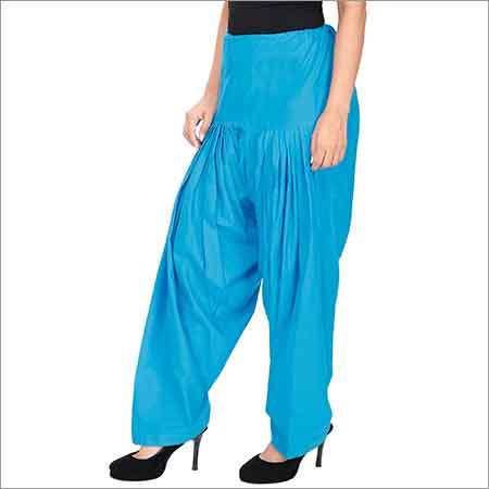 Ladies Patiala Salwar - Crepe Fabric, Size M/L/XL, Sky Blue Color - Washable for Summer Wear