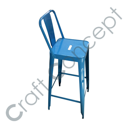 Industrial Bar Chair - Iron, Modern Design, Blue Painted Finish | Eco-Friendly, No Assembly Required, Ideal for Hotels and Bars