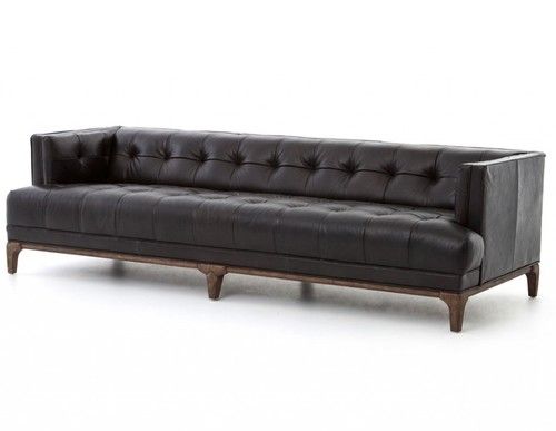 Black Leather 3 Seater Chesterfield Sofa