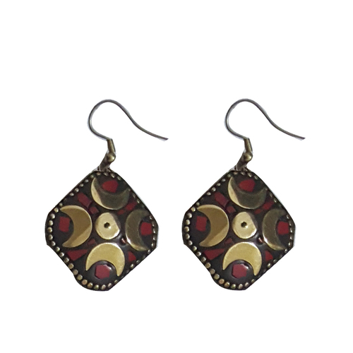 Red Color Designer Stone Beads Earring Set Of 2 Pcs