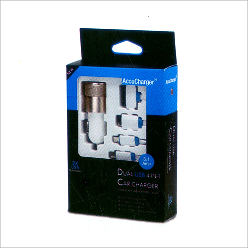 Dual USB Semi Metal Car Charger With 4 in 1 USB Cable - Semi Metal, 60x30x25mm, Gold | Fast Charging, Overheat Protection, Dual Ports