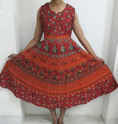 Rajasthani Printed Long Dress - Cotton Material, Casual Style | All Season Fashion Statement