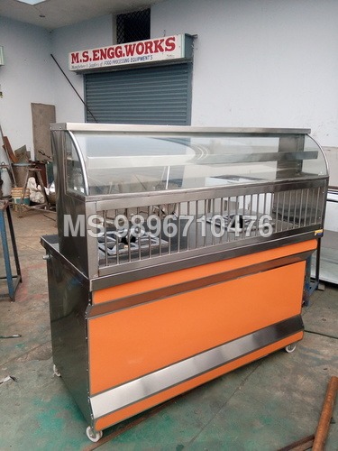 Stainless Steel Chola Batura Counter - Manual Operation, Dual Bhattis for Efficient Cooking | Versatile for Kachori, Aaloo Chaat, Live Dhaba, Restaurant Use