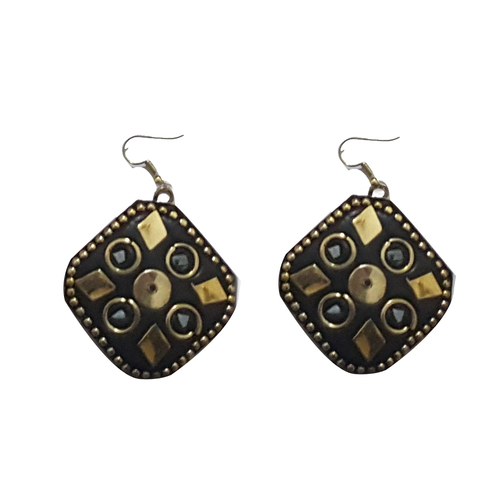 Black Color Handmade Beaded Earring Set Of 2 Pcs