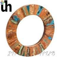 Handmade Wood Round Mirror Large