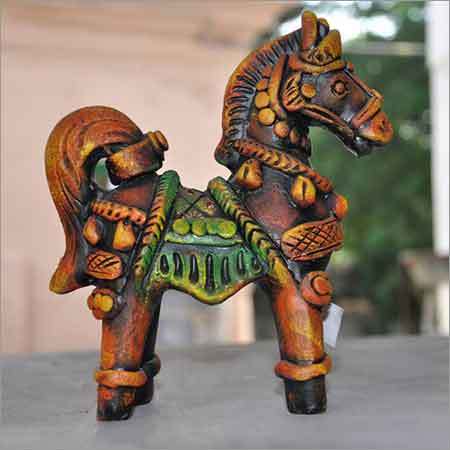Brown Terracotta Horse Sculpture