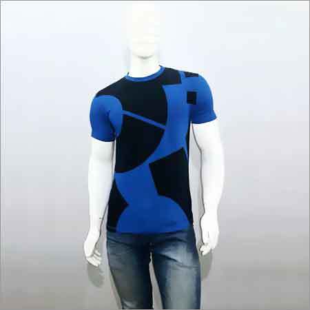 Blue Mens Round Neck T Shirts