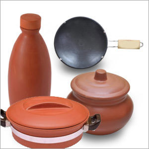 Combo Offer-handi (2 Lit), Curd Pot (500ml.), Clay Water Bottle (1 Lit.) & 9 Non-stick With Handle