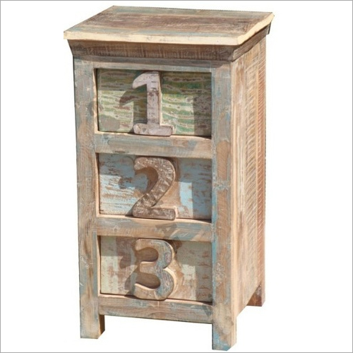 Reclaimed Three Drawer Number Bedside Reclaimed Three Drawer Number Bedside
